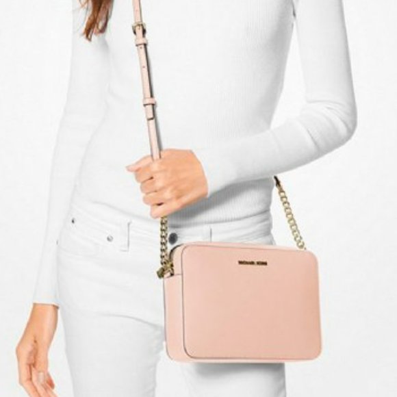 Jet Set Travel Large East/West Chain Strap Crossbody Bag - Powder Pink - Picture 2 of 3